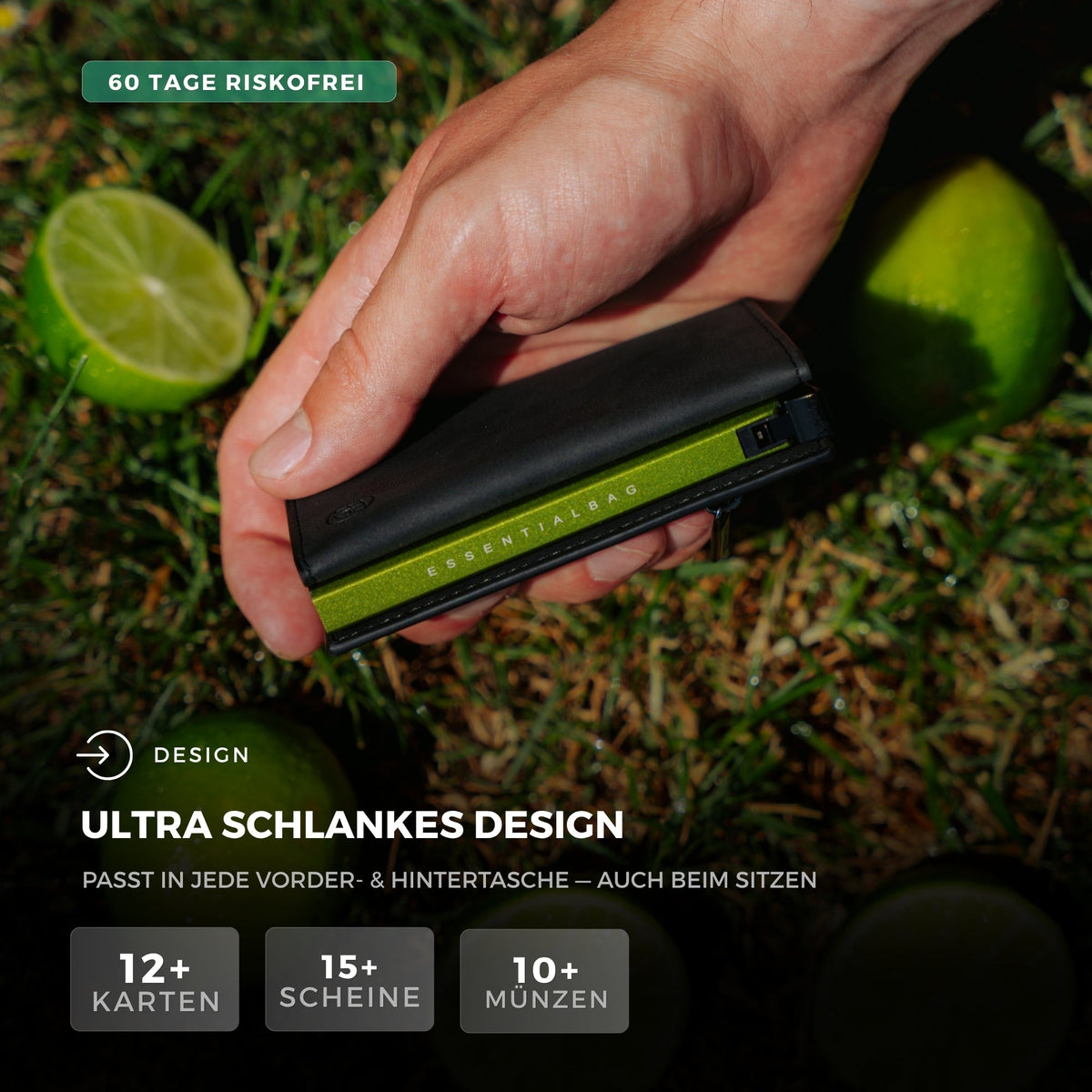 Slim Wallet Lime + Tracker-Karte — Set