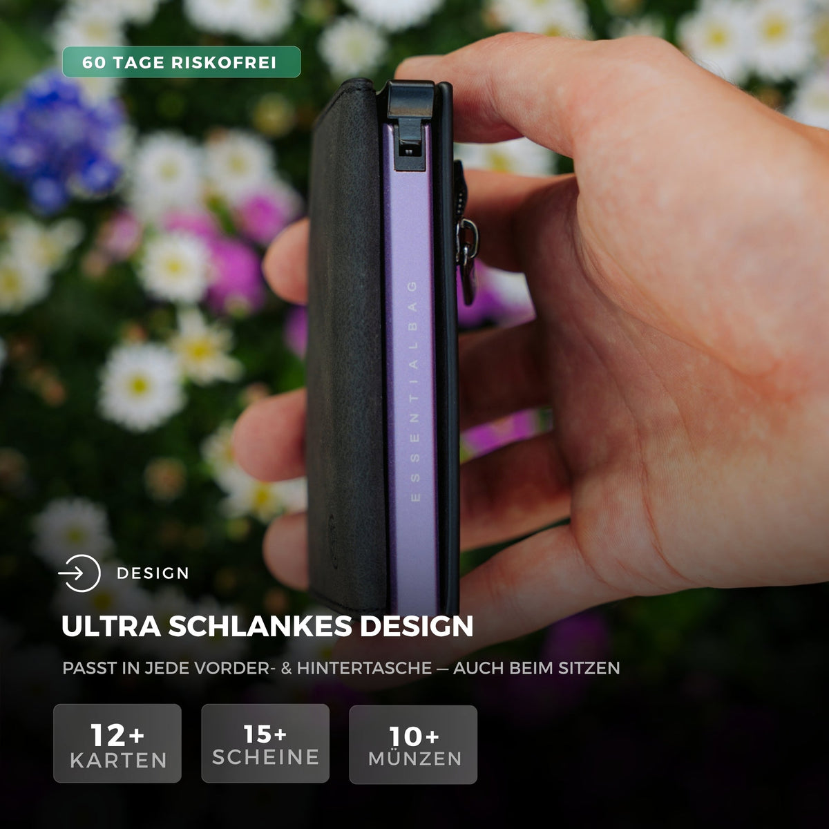 Slim Wallet Iris + Tracker-Karte — Set