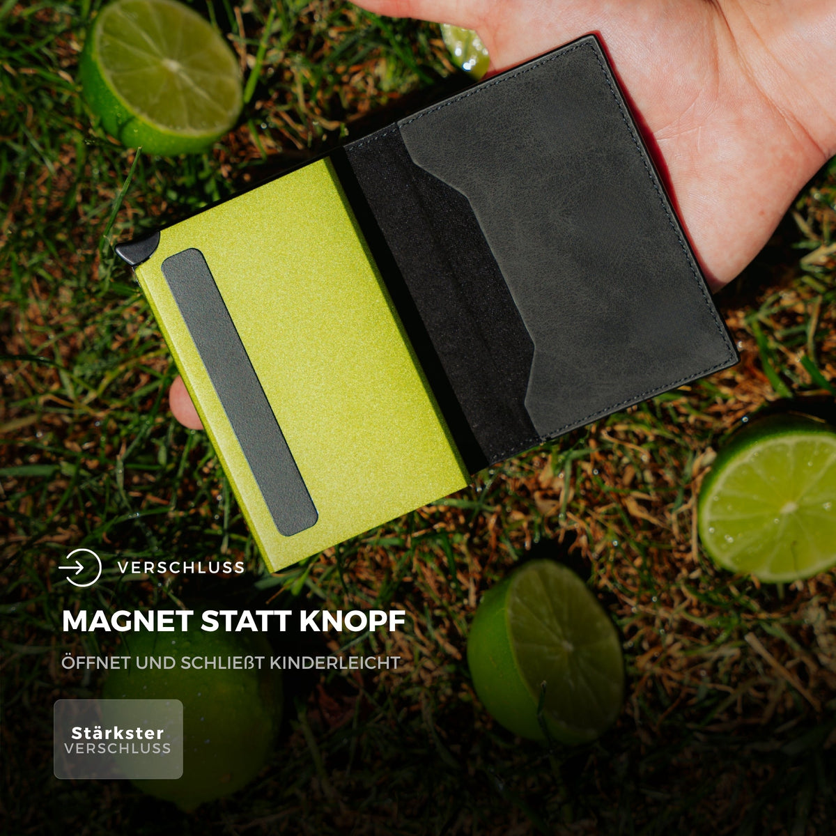 Slim Wallet Lime + Tracker-Karte — Set
