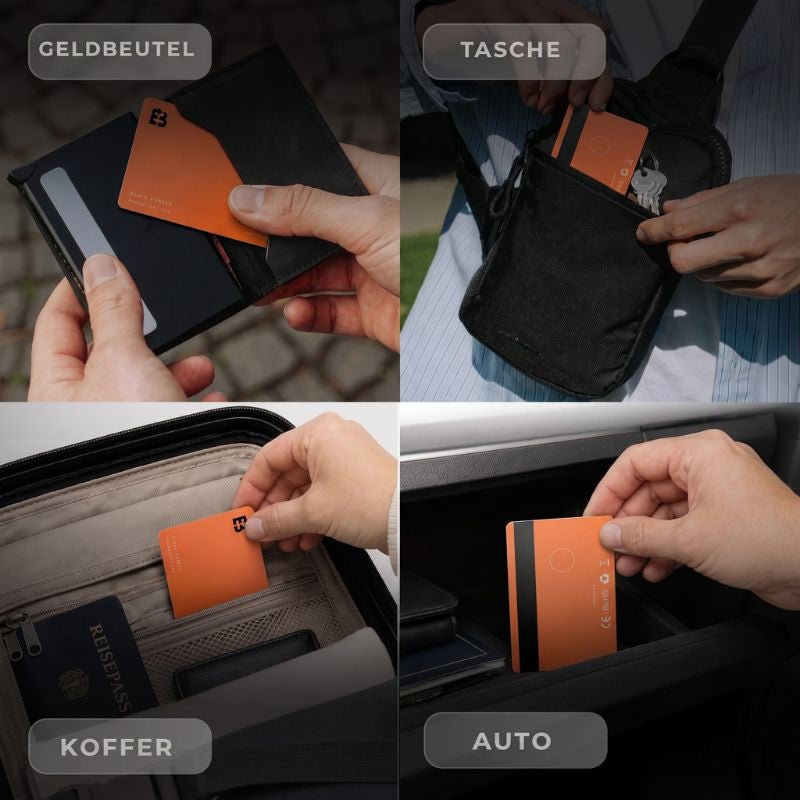 Slim Wallet Orange + Tracker-Karte Pro Orange — Set