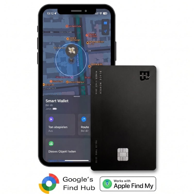 Slim Wallet Orange + carta tracker Pro nera — Set