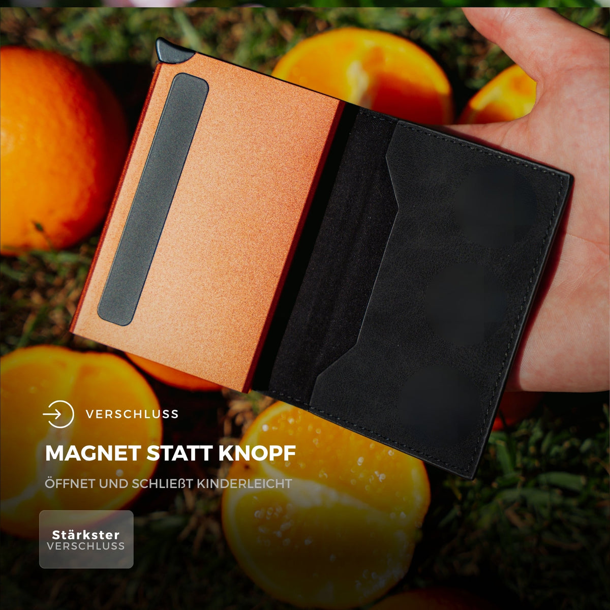 Slim Wallet Orange + Tracker-Karte Pro Orange — Set